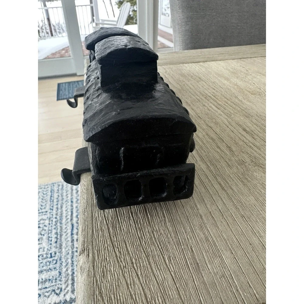Rustic Black Cast Metal Train Stocking Holders Heavy Duty Set Of 2